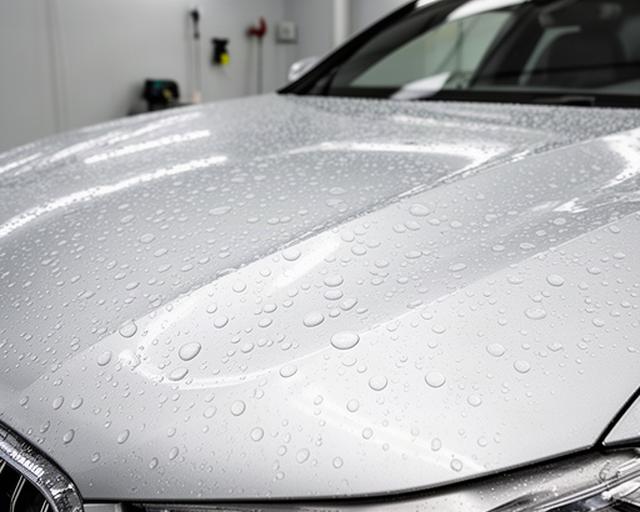 Silver Mercedes-AMG with a glossy ceramic-coated bonnet and fresh water droplets