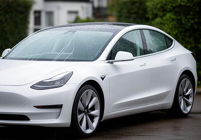 White Tesla Model 3 with water-repellent ceramic coating in South London